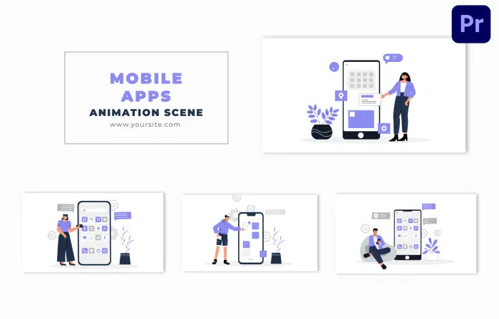 Mobile App Use Concept Character Artwork Animation Scene